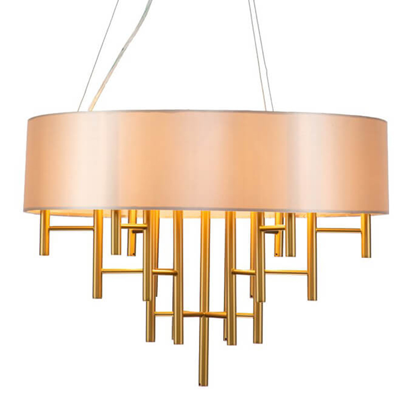 Люстра Oswell Lampshade Chandelier Латунь Бежевый Люстра Oswell Lampshade Chandelier Латунь Бежевый в Рязани | Loft Concept