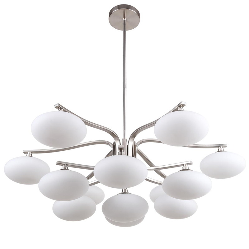Oval Balls Mushrooms Chandelier 13 Silver Серебряный Прозрачный белый Oval Balls Mushrooms Chandelier 13 Silver Серебряный Прозрачный белый в Рязани | Loft Concept