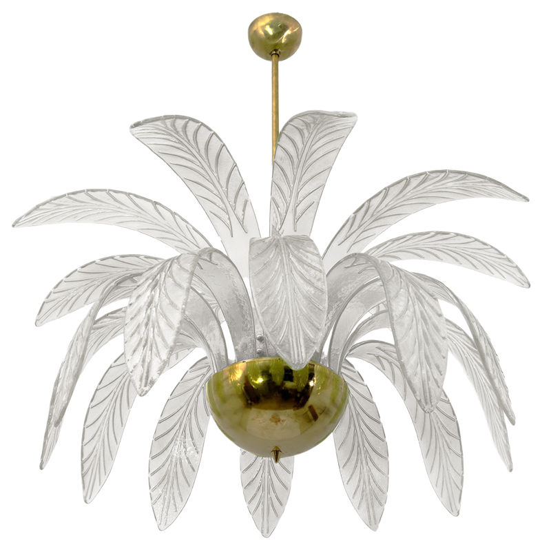 Люстра Modern Chandelier Palm White Стеклянные Листья Пальмы  Золотой Белое матовое стекло в Рязани | Loft Concept 