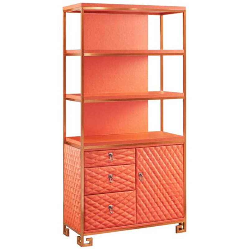 Стеллаж Bookcase Leather Capitone Золотой Оранжевый Стеллаж Bookcase Leather Capitone Золотой Оранжевый в Рязани | Loft Concept