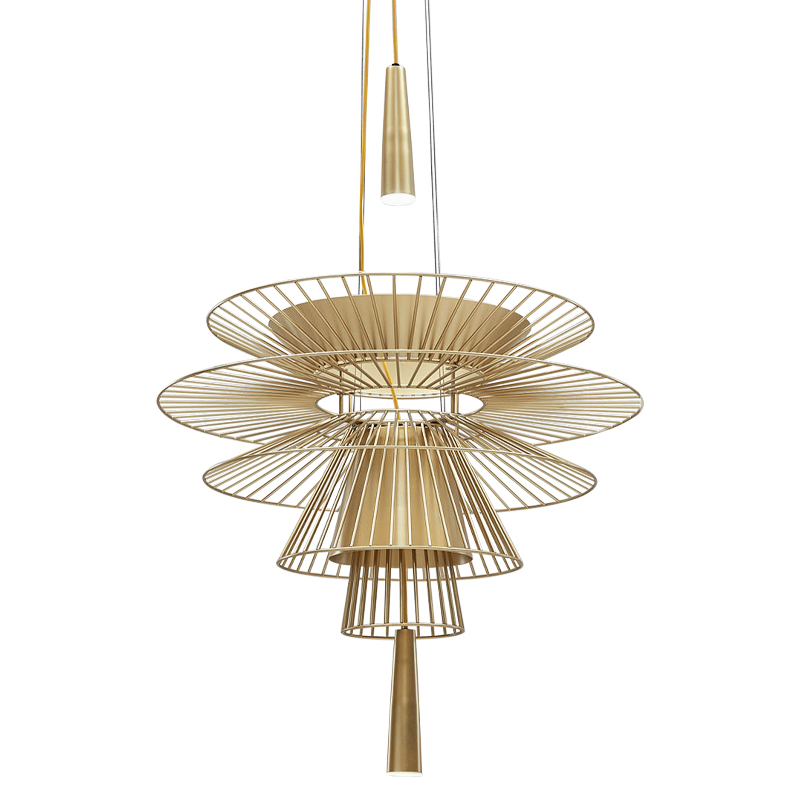 Люстра с металлическим плафоном Shade Metal Chandelier Золотой Люстра с металлическим плафоном Shade Metal Chandelier Золотой в Рязани | Loft Concept