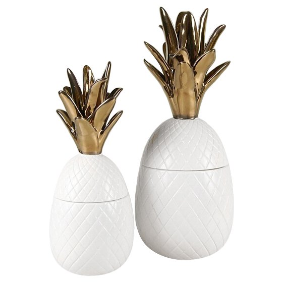 Ваза настольная Pineapple White Белый Золотой Ваза настольная Pineapple White Белый Золотой в Рязани | Loft Concept