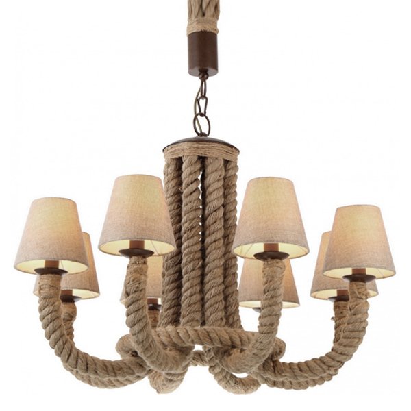 Люстра Rattan Chandelier 8 Loft Rope Light Люстра Rattan Chandelier 8 Loft Rope Light в Рязани | Loft Concept