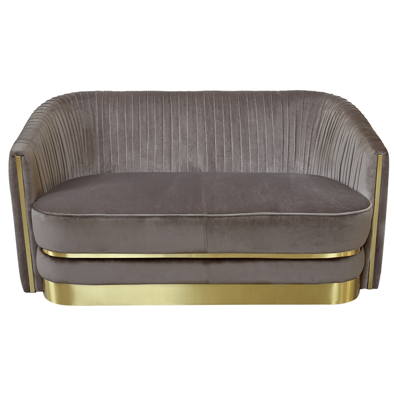 Диван двухместный велюр Bolger sofa Серый Золотой Диван двухместный велюр Bolger sofa Серый Золотой в Рязани | Loft Concept