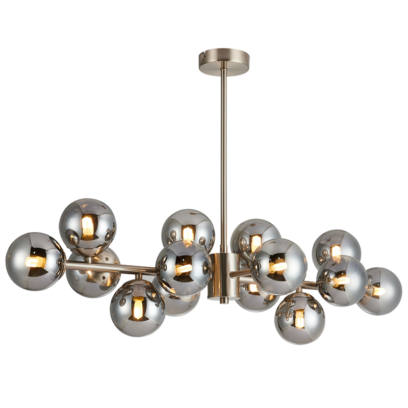 Люстра Berries Chandelier smok 14 Никель Стекло Смок Люстра Berries Chandelier smok 14 Никель Стекло Смок в Рязани | Loft Concept