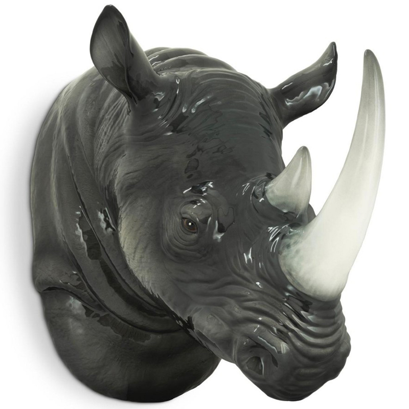 Аксессуар на стену Abhika Rino Head Hanging Серый Белый Аксессуар на стену Abhika Rino Head Hanging Серый Белый в Рязани | Loft Concept