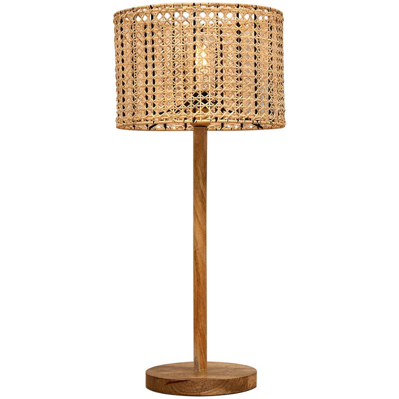 Деревянная настольная лампа с абажуром из ротанга Tamari Wicker Table Lamp Древесина Деревянная настольная лампа с абажуром из ротанга Tamari Wicker Table Lamp Древесина в Рязани | Loft Concept