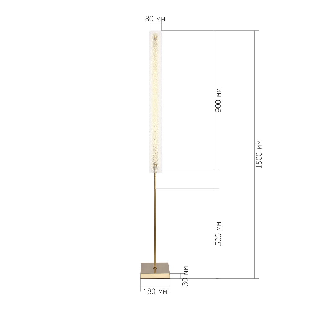 Торшер с прямоугольным плафоном с эффектом морозного стекла Freezing в Рязани