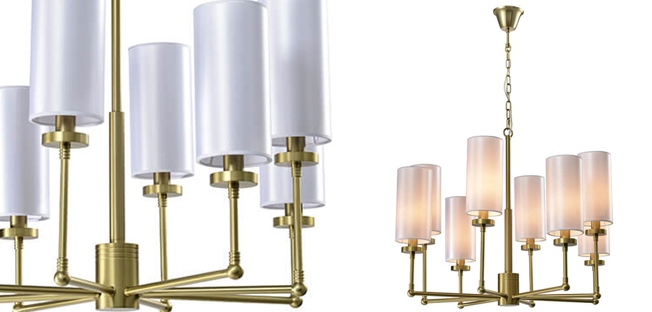Люстра Fabric Lampshade Brass 8 Люстра Fabric Lampshade Brass 8 - Loft-Concept в Рязани