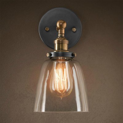 Бра Loft Clear Glass Cloche Прозрачное Стекло Бронза Черный матовый Бра Loft Clear Glass Cloche Прозрачное Стекло Бронза Черный матовый в Рязани | Loft Concept