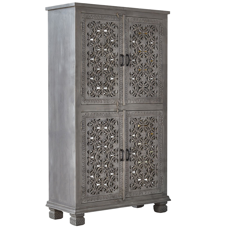 Шкаф Indian Antique White Furniture Cupboard Advik серый Серый в Рязани | Loft Concept 