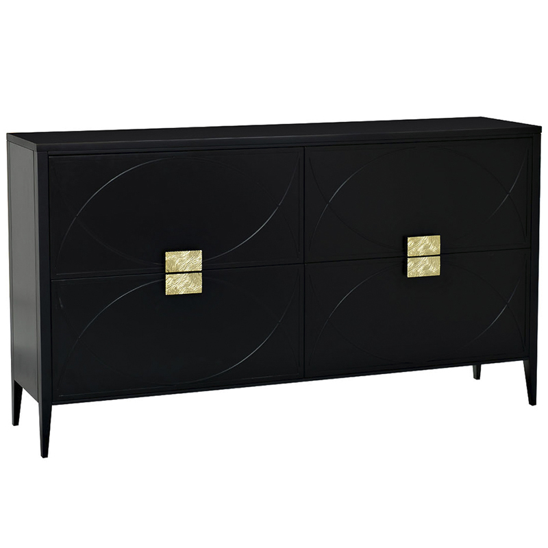 Комод с 4-мя ящиками Amelie Black Chest of Drawers Черный Черный Золотой Комод с 4-мя ящиками Amelie Black Chest of Drawers Черный Черный Золотой в Рязани | Loft Concept