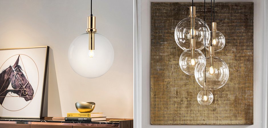 Подвесной светильник Glass Globe Gold Подвесной светильник Glass Globe Gold - Loft-Concept в Рязани