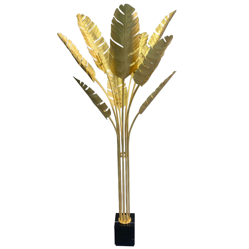 Торшер Gold Palm Leaves Floor Lamp Золотой Черный Торшер Gold Palm Leaves Floor Lamp Золотой Черный в Рязани | Loft Concept