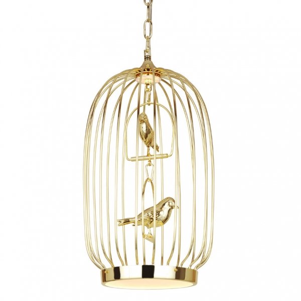 Люстра Birdcage Chandelier Two Gold Глянцевое золото Люстра Birdcage Chandelier Two Gold Глянцевое золото в Рязани | Loft Concept