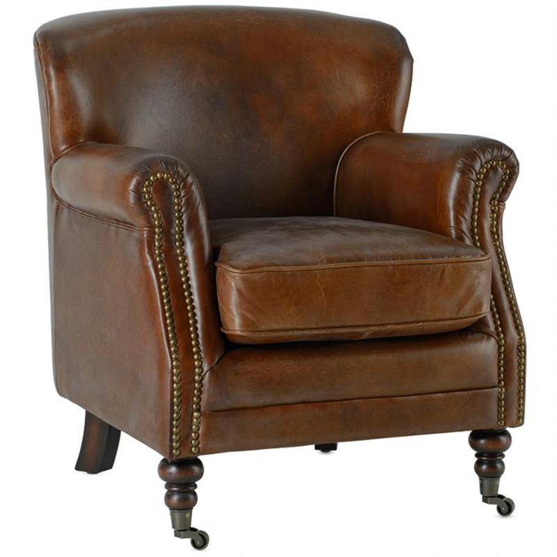 Кресло Norbert Armchair brown vintage натуральная кожа Коричневый винтаж Кресло Norbert Armchair brown vintage натуральная кожа Коричневый винтаж в Рязани | Loft Concept