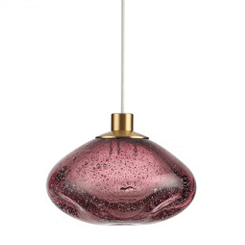 Подвесной светильник с прозрачным стеклянным плафоном округлой формы Effervia  Бронзовый Янтарный Красный Зеленый Серый в Рязани | Loft Concept 