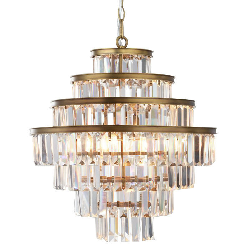 Люстра RH Alaine Crystal Large Pendant Antiqued Brass Золотой Прозрачное Стекло Люстра RH Alaine Crystal Large Pendant Antiqued Brass Золотой Прозрачное Стекло в Рязани | Loft Concept
