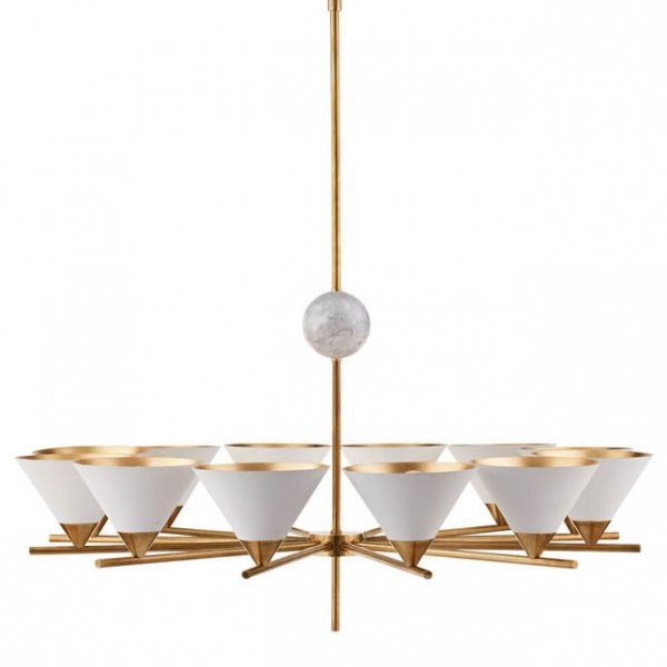 Люстра Cleo Large Chandelier Латунь Белый Люстра Cleo Large Chandelier Латунь Белый в Рязани | Loft Concept
