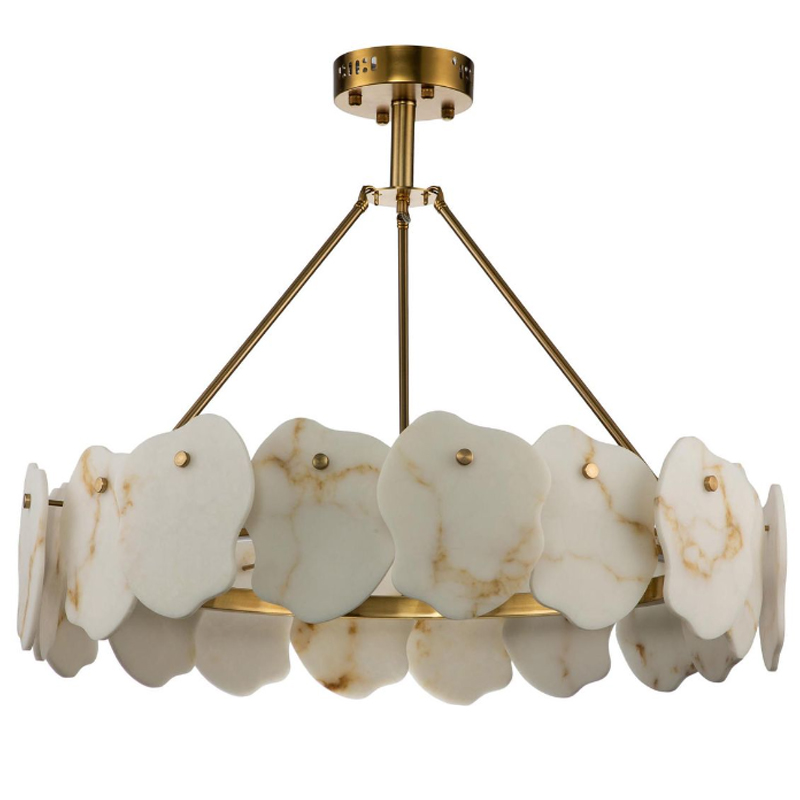 Люстра Мрамор Lucretia Marble Round Chandelier 80 см Латунь Белый Мрамор Bianco Люстра Мрамор Lucretia Marble Round Chandelier 80 см Латунь Белый Мрамор Bianco в Рязани | Loft Concept