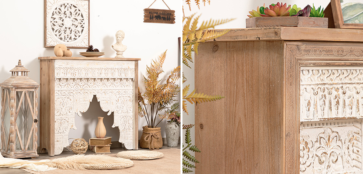 Консоль Indian Antique White Furniture Indra Console - фото