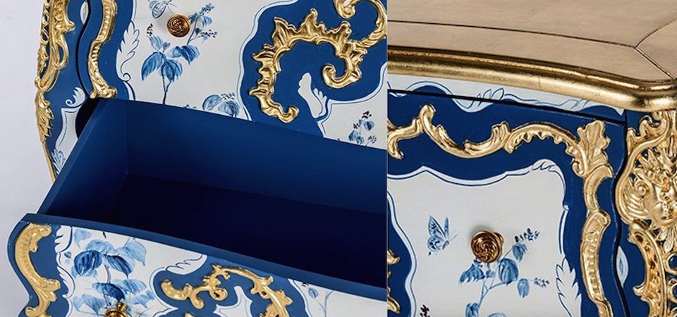 Комод в стиле рококо Rococo Casket Синий Комод в стиле рококо Rococo Casket Синий - Loft-Concept в Рязани