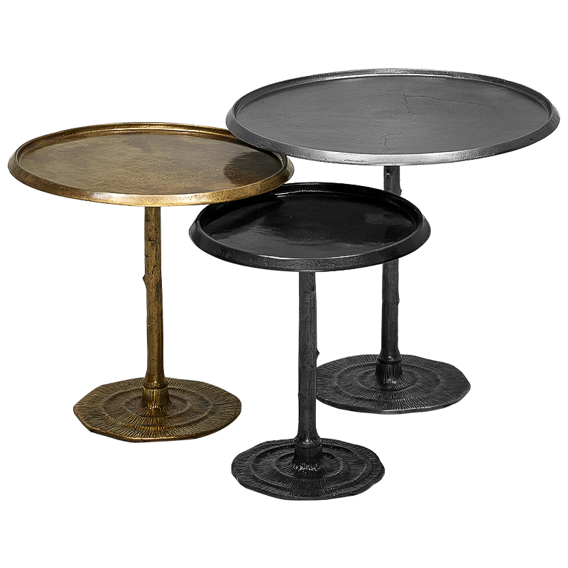 Набор приставных столиков Raimund side table Винтажная латунь Графит Набор приставных столиков Raimund side table Винтажная латунь Графит в Рязани | Loft Concept