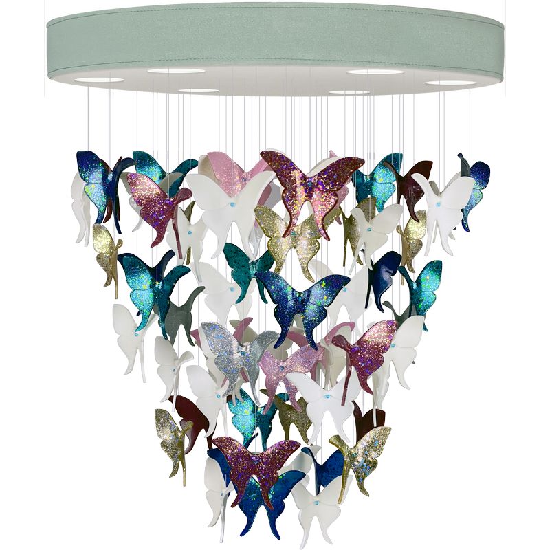Люстра Цветные Бабочки Светло-Зеленая база Night Butterflies Chandelier Multi Color Зеленый Мульти Люстра Цветные Бабочки Светло-Зеленая база Night Butterflies Chandelier Multi Color Зеленый Мульти в Рязани | Loft Concept
