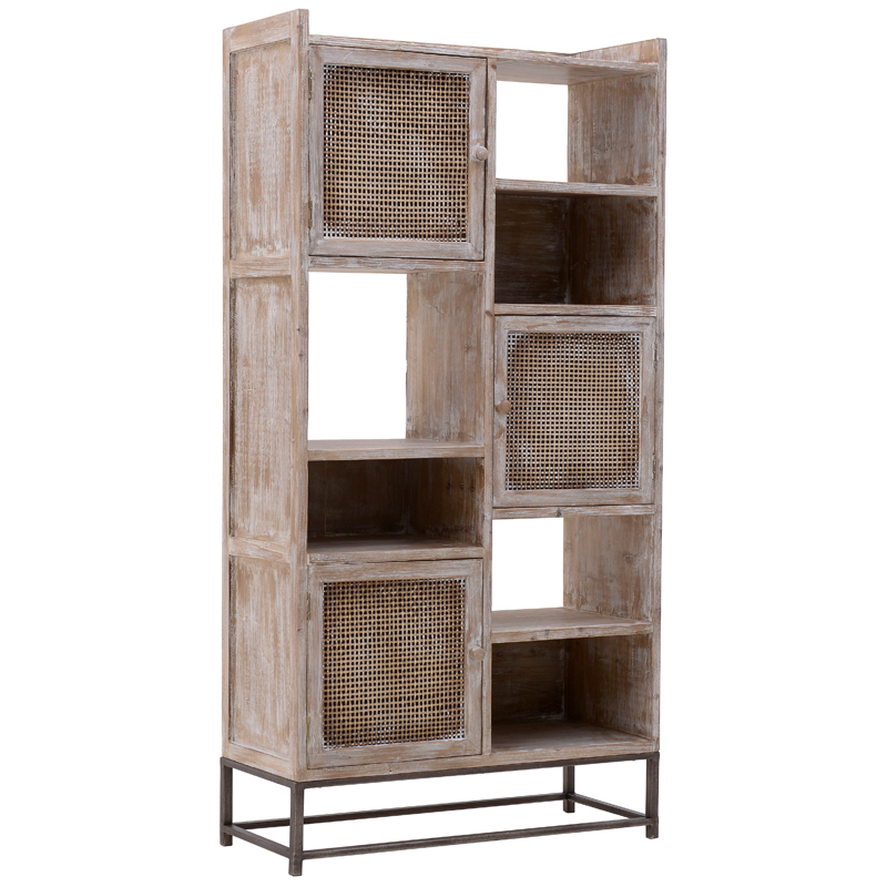 Стеллаж Rosita Wood Rack Бежево-серый Металлик винтаж Стеллаж Rosita Wood Rack Бежево-серый Металлик винтаж в Рязани | Loft Concept