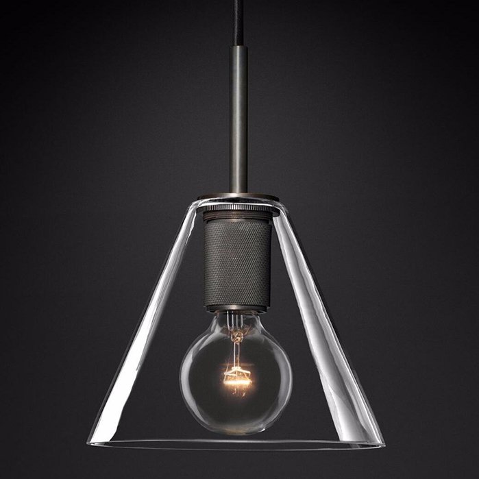 Подвесной светильник RH Utilitaire Funnel Pendant Black Темная бронза Прозрачное Стекло Подвесной светильник RH Utilitaire Funnel Pendant Black Темная бронза Прозрачное Стекло в Рязани | Loft Concept