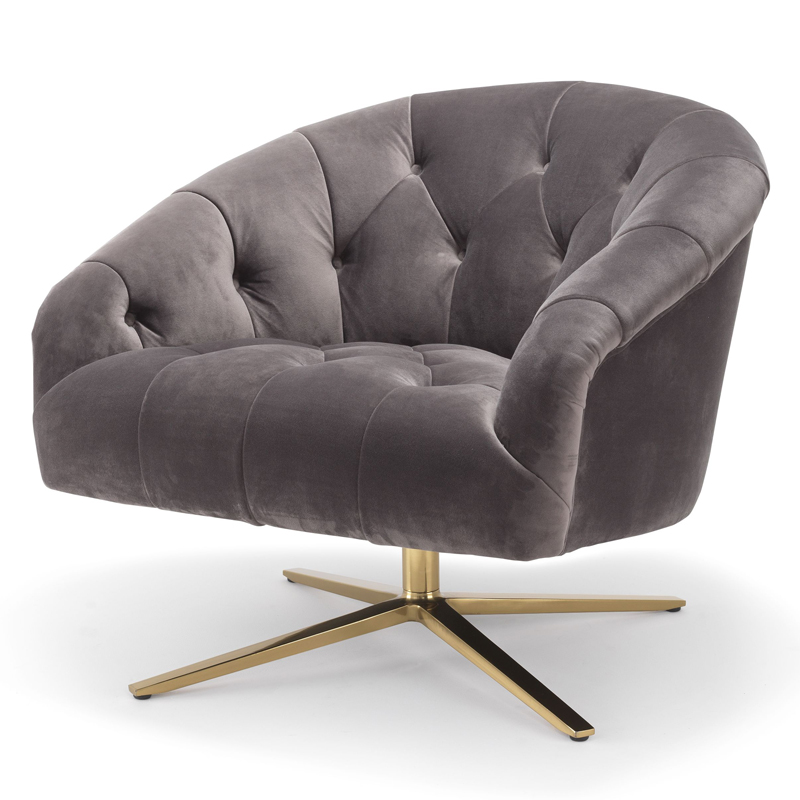 Кресло Eichholtz Swivel Chair Gardner Серый (Gray) Латунь в Рязани | Loft Concept 