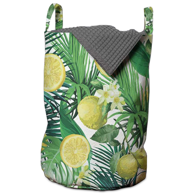 Корзина Tropical Lemons Basket Зеленый Белый Желтый Корзина Tropical Lemons Basket Зеленый Белый Желтый в Рязани | Loft Concept