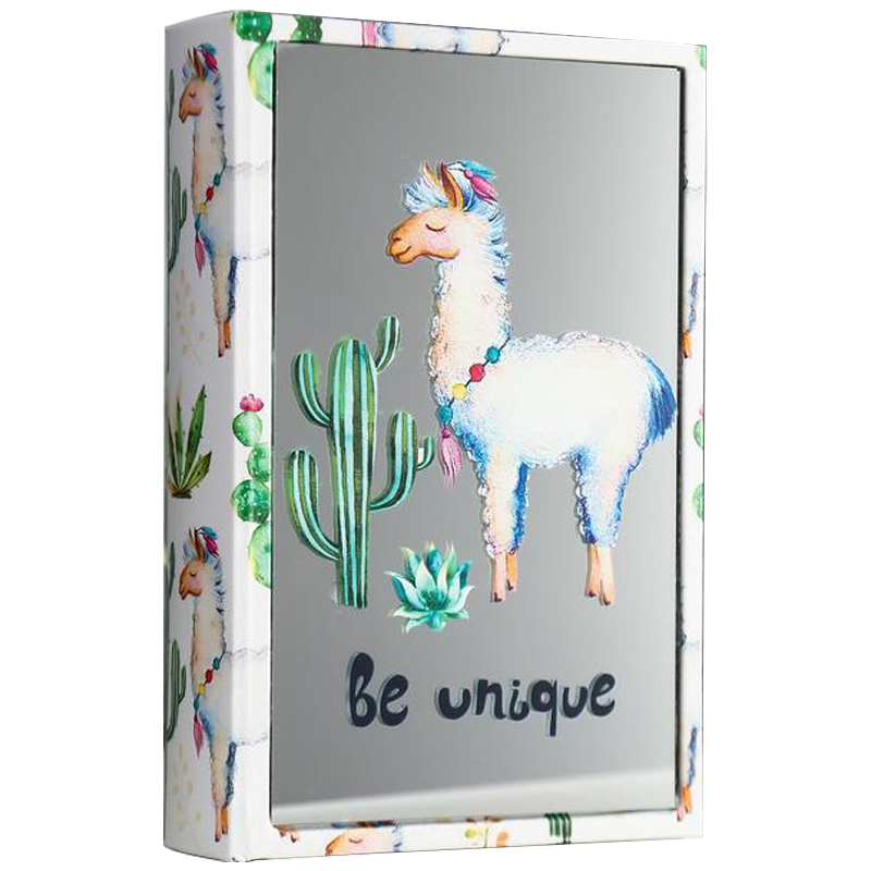 Шкатулка-книга Funny Llama and Cactus Mirror Book Box Мульти Белый Шкатулка-книга Funny Llama and Cactus Mirror Book Box Мульти Белый в Рязани | Loft Concept