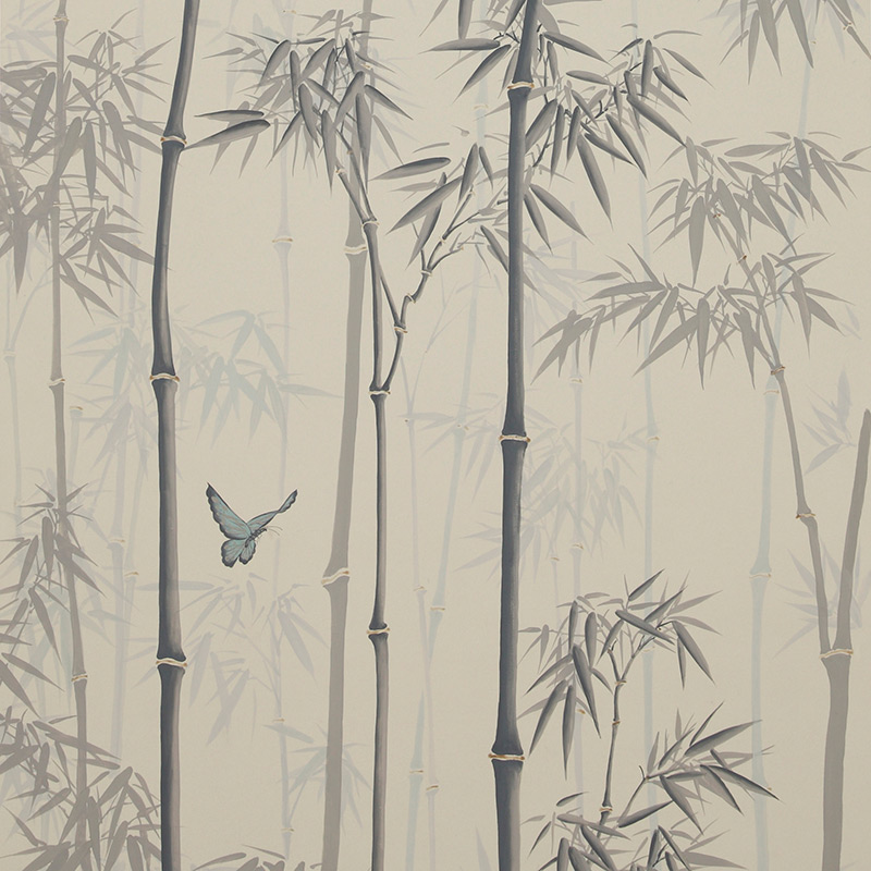 Обои ручная роспись Distant Bamboo Special Colourway on white dyed paper  в Рязани | Loft Concept 