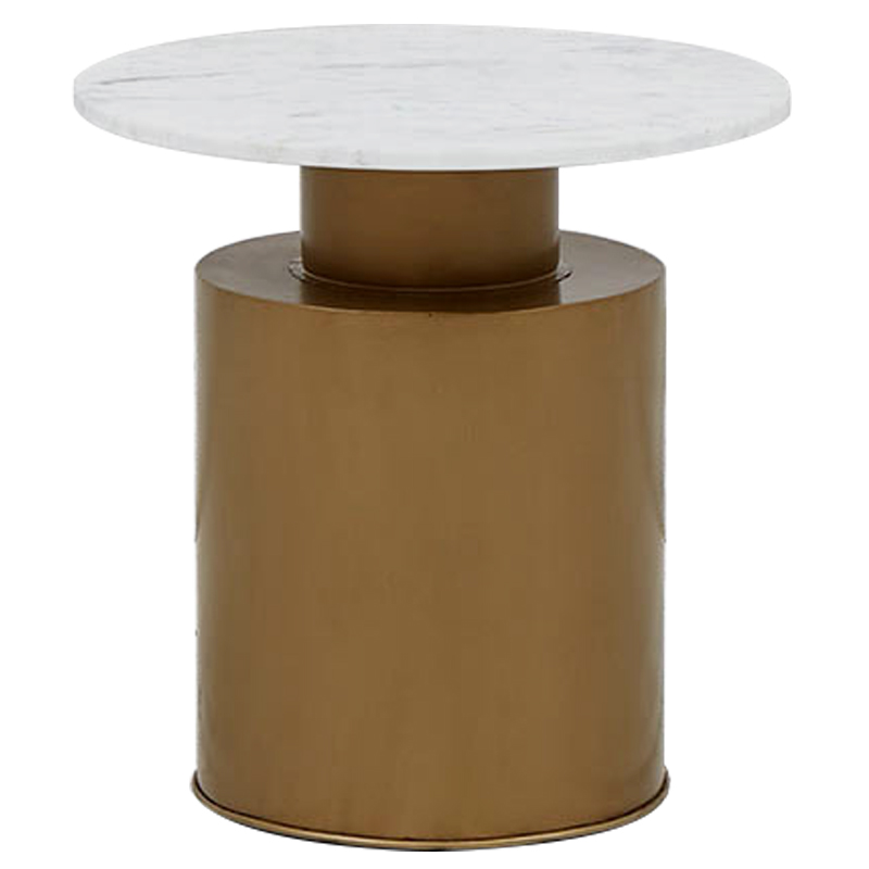 Приставной стол с мраморной столешницей Ela Marble Side Table Белый Мрамор Bianco Золотой Приставной стол с мраморной столешницей Ela Marble Side Table Белый Мрамор Bianco Золотой в Рязани | Loft Concept