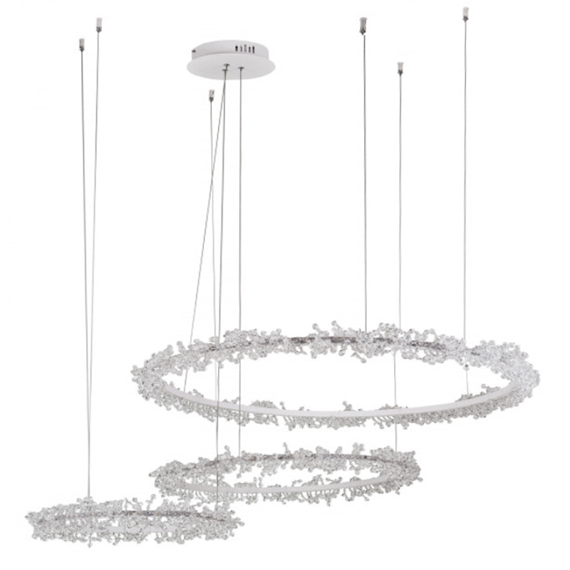 Люстра Crystal round chandelier 3 кольца Белый Прозрачный Белый Люстра Crystal round chandelier 3 кольца Белый Прозрачный Белый в Рязани | Loft Concept