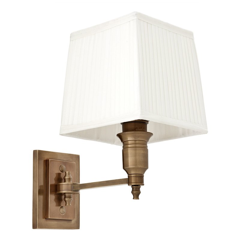 Бра Wall Lamp Lexington Single Brass+White Латунь Античная полированная Белый Бра Wall Lamp Lexington Single Brass+White Латунь Античная полированная Белый в Рязани | Loft Concept