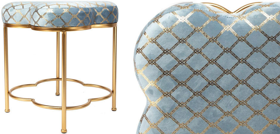 Пуф PUF Frame of Clover & Upholstery Gold Mesh голубой Пуф PUF Frame of Clover & Upholstery Gold Mesh голубой - Loft-Concept в Рязани