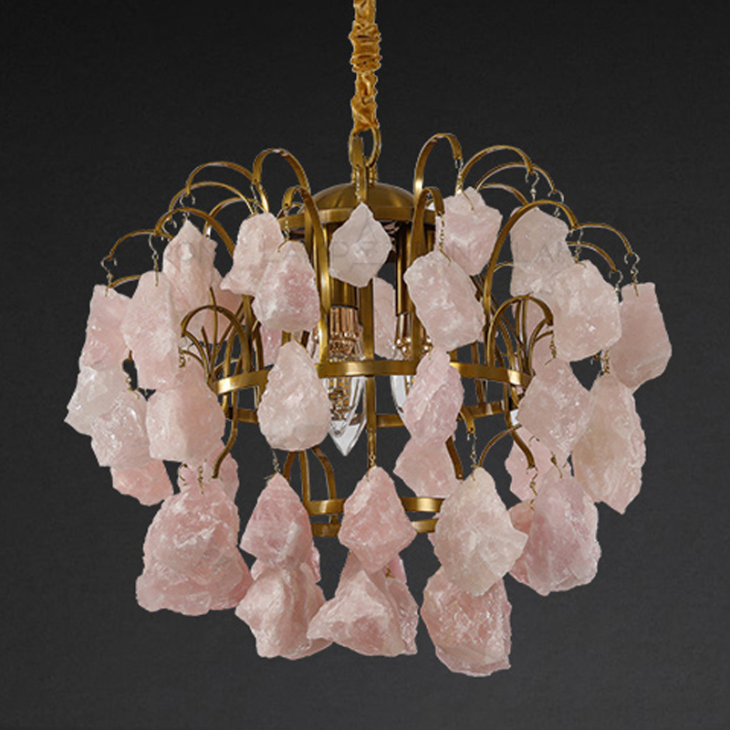 Hardis Pink stone Chandelier 30 Латунь Дымчатая Роза Hardis Pink stone Chandelier 30 Латунь Дымчатая Роза в Рязани | Loft Concept