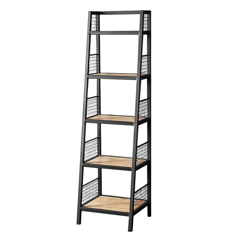 Стеллаж Kiyan Black Industrial Metal Rust Rack Черный Древесина Стеллаж Kiyan Black Industrial Metal Rust Rack Черный Древесина в Рязани | Loft Concept