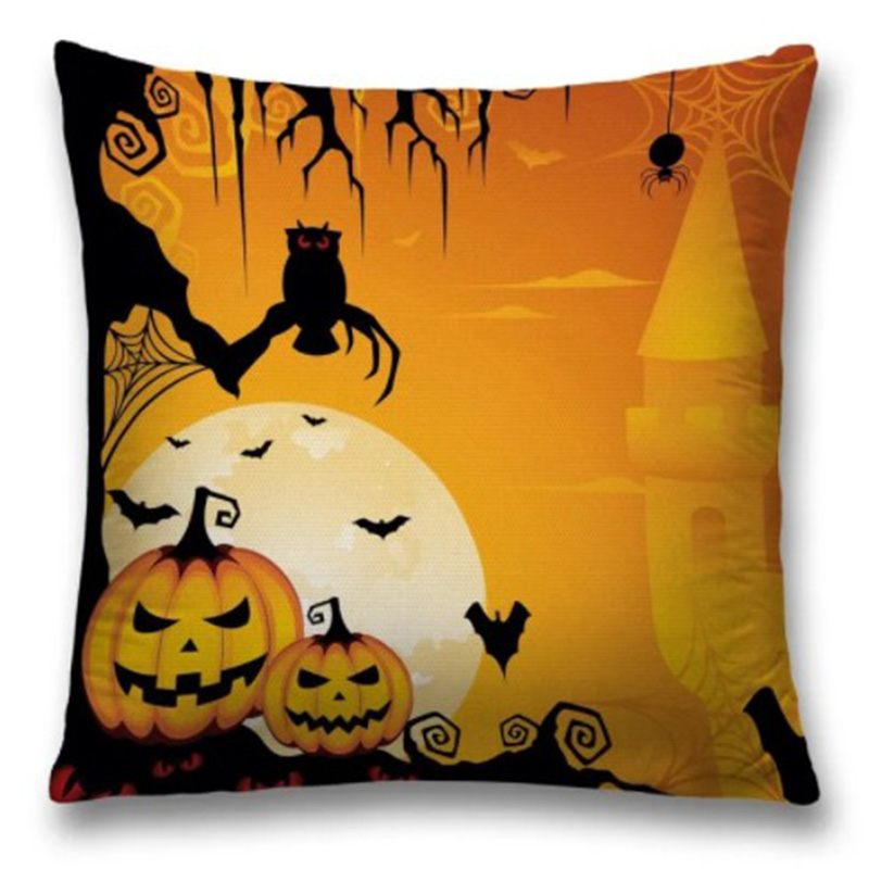 Подушка Halloween Evening Черный Оранжевый Подушка Halloween Evening Черный Оранжевый в Рязани | Loft Concept