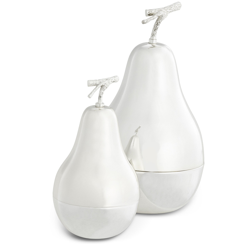 Комплект шкатулок Eichholtz Box Pear Set of 2 Silver Серебряный Комплект шкатулок Eichholtz Box Pear Set of 2 Silver Серебряный в Рязани | Loft Concept