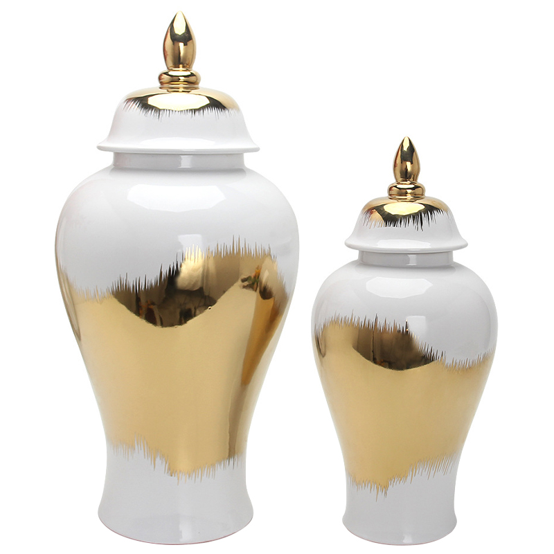 Ваза с крышкой White Gold Spot Vase Золотой Белый Ваза с крышкой White Gold Spot Vase Золотой Белый в Рязани | Loft Concept