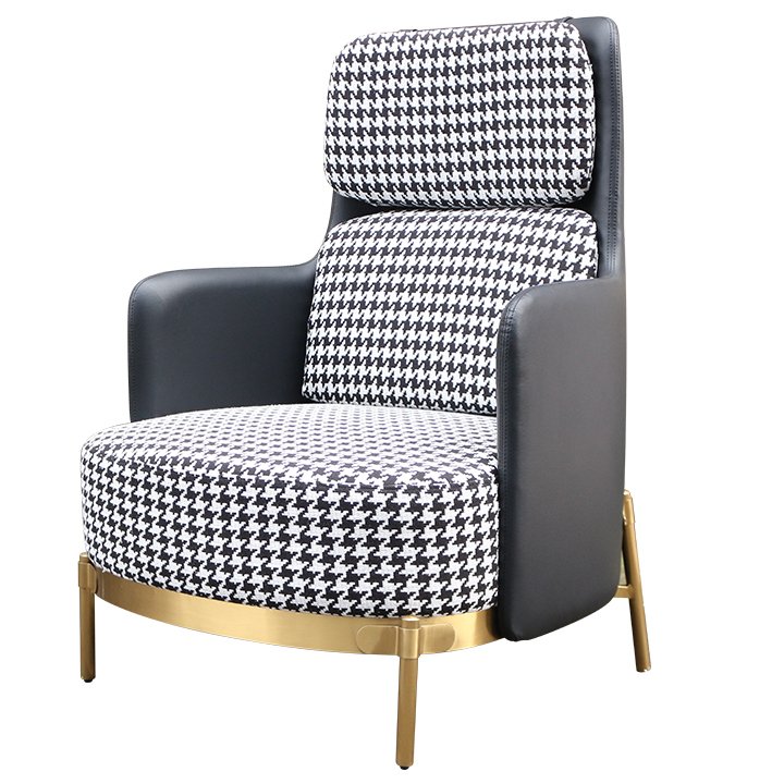 Кресло Pied de poule Gray high Armchair Черно-белый Латунь Кресло Pied de poule Gray high Armchair Черно-белый Латунь в Рязани | Loft Concept