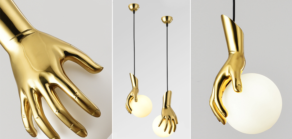 Подвесной светильник Золотая рука Gold Hand Pendant lamp Подвесной светильник Золотая рука Gold Hand Pendant lamp - Loft-Concept в Рязани