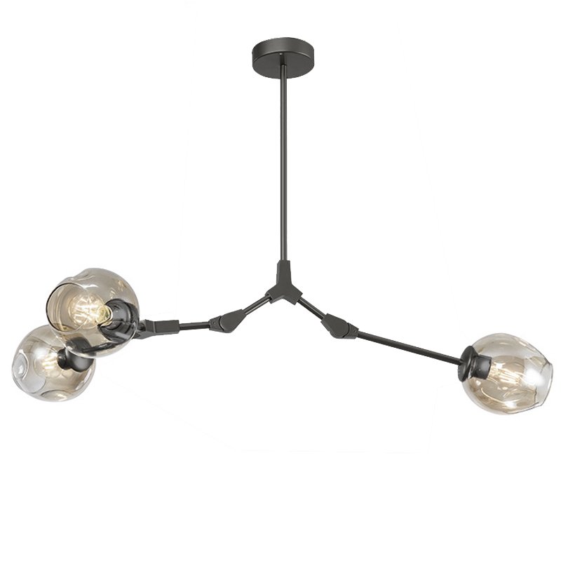 Люстра Сrumpled Glass Bubble Chandelier Gray 3 плафона Прозрачный (Transparent) Черный Люстра Сrumpled Glass Bubble Chandelier Gray 3 плафона Прозрачный (Transparent) Черный в Рязани | Loft Concept
