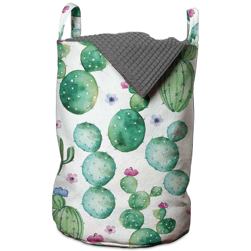 Корзина Cactus Pattern Basket Зеленый Белый Корзина Cactus Pattern Basket Зеленый Белый в Рязани | Loft Concept