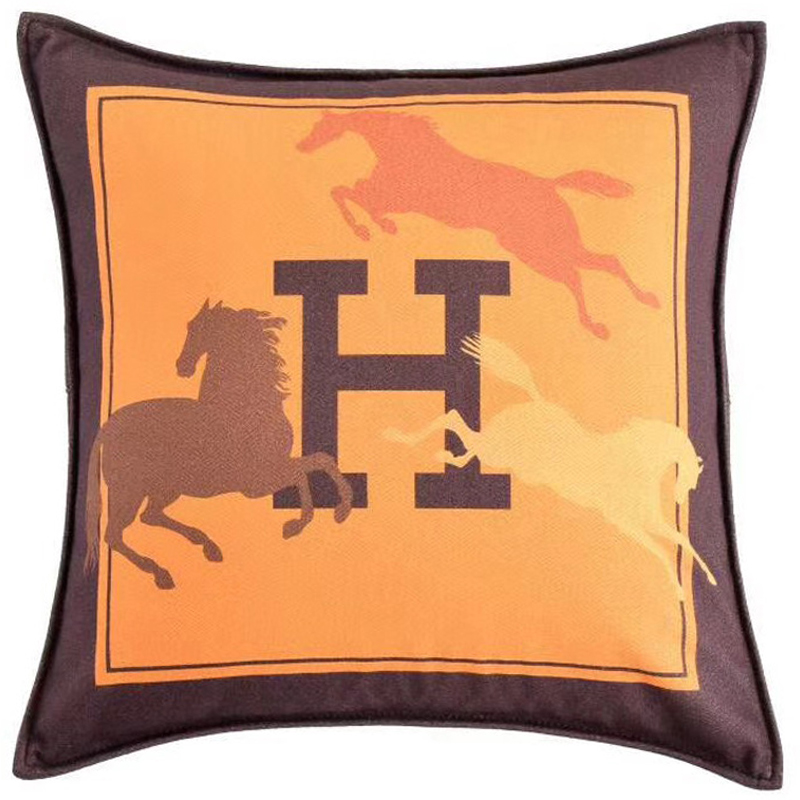 Декоративная подушка Hermes Horse 45 Желтый Коричневый Оранжевый Декоративная подушка Hermes Horse 45 Желтый Коричневый Оранжевый в Рязани | Loft Concept