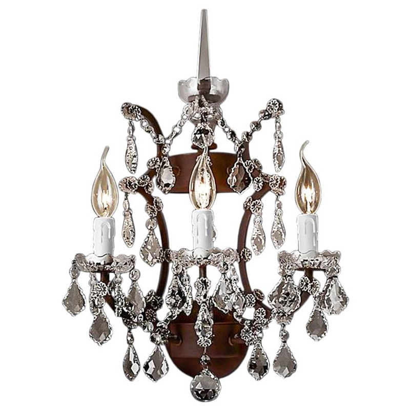 Бра 19th c. Rococo IRON & CLEAR CRYSTAL Brown Wall Lamp Коричневый винтаж Прозрачное Стекло Бра 19th c. Rococo IRON & CLEAR CRYSTAL Brown Wall Lamp Коричневый винтаж Прозрачное Стекло в Рязани | Loft Concept