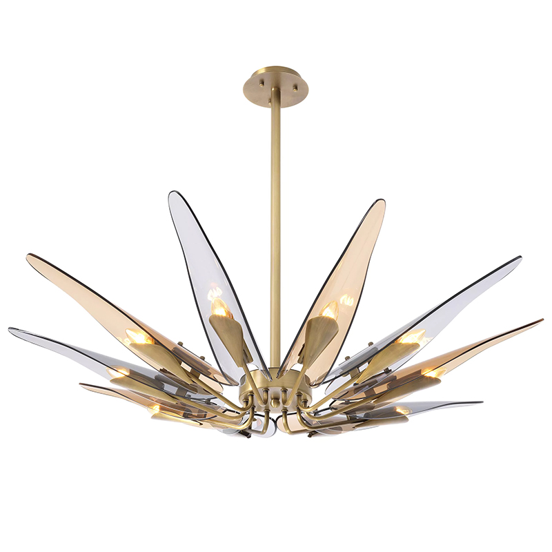 Люстра Eichholtz Chandelier Sky Янтарный Стекло Смок Латунь Люстра Eichholtz Chandelier Sky Янтарный Стекло Смок Латунь в Рязани | Loft Concept
